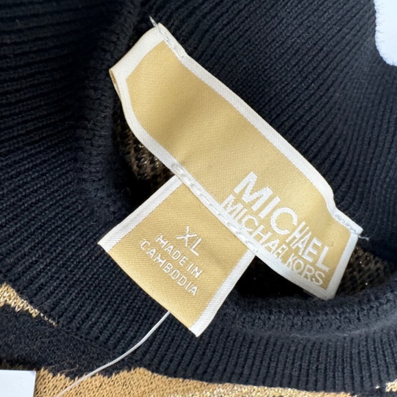 Michael Kors Women's Short Sleeve Sweater - Animal Print with Metallic Detail - Picture 12 of 12